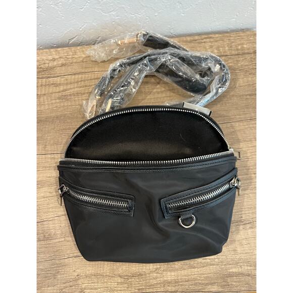 Madden NYC Black Crossbody Bag Nylon Zip Pockets Adjustable Strap NWT - Picture 5 of 5